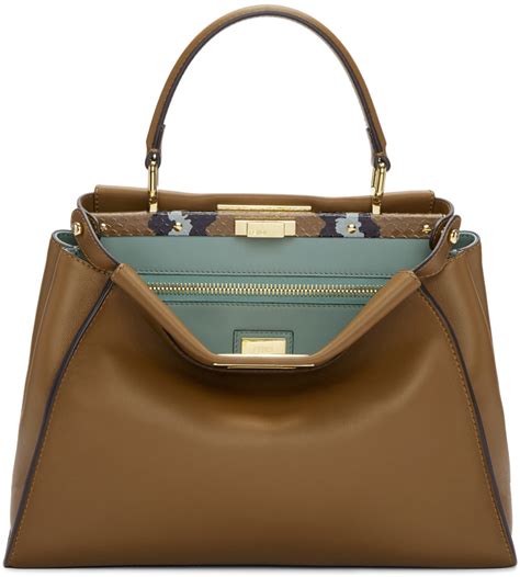 fendi goatskin regular peekaboo brown|fendi peekaboo bag interior.